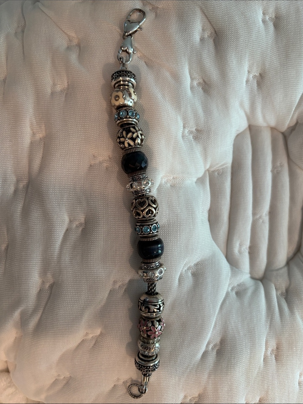 Brighton Silver-Tone Bracelet with Black and Blue Accents